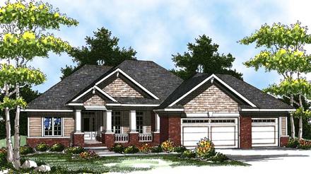 Colonial Craftsman Ranch Elevation of Plan 73321