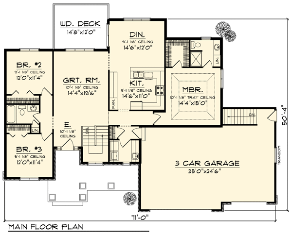 Colonial Craftsman Traditional Level One of Plan 73322