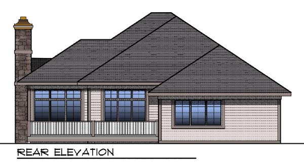 Contemporary Traditional Rear Elevation of Plan 73323