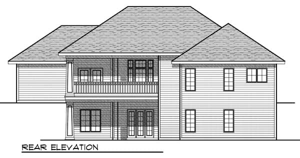 Traditional Rear Elevation of Plan 73325