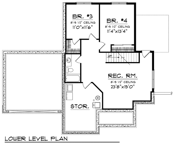 Colonial Traditional Lower Level of Plan 73326