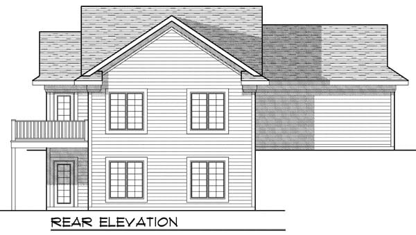 Colonial Traditional Rear Elevation of Plan 73326