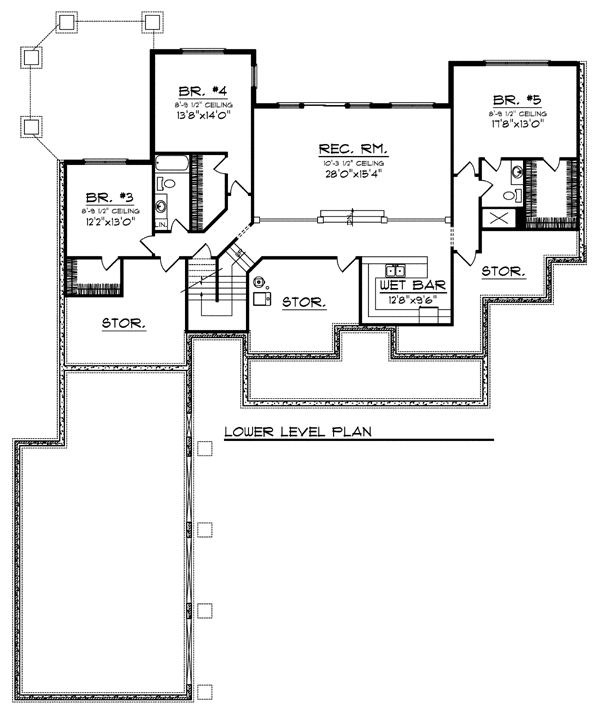 Cape Cod Country Lower Level of Plan 73328