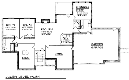 One-Story Traditional Lower Level of Plan 73330