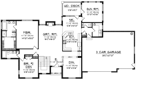 One-Story Traditional Level One of Plan 73330