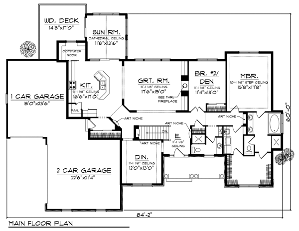 One-Story Traditional Level One of Plan 73331