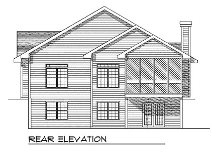Traditional Rear Elevation of Plan 73332