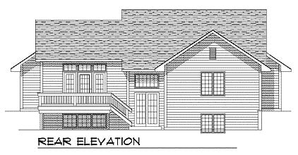 One-Story Traditional Rear Elevation of Plan 73333