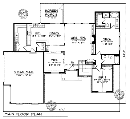 One-Story Traditional Level One of Plan 73337