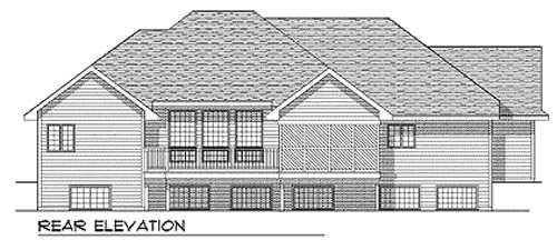 One-Story Traditional Rear Elevation of Plan 73337