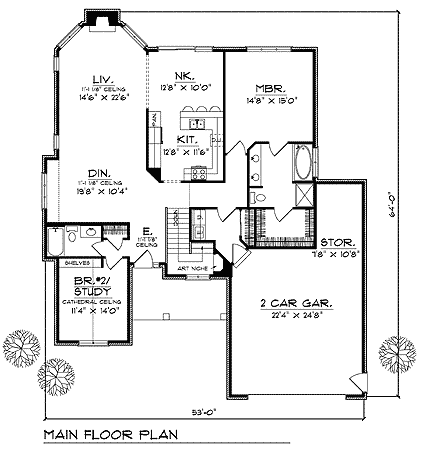 One-Story Traditional Level One of Plan 73338