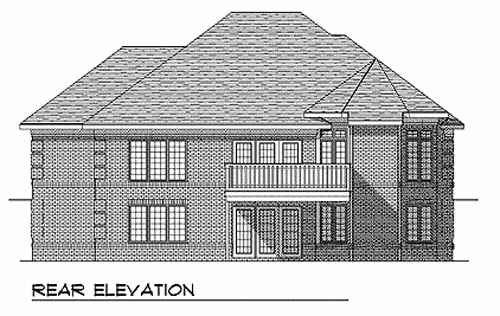 One-Story Traditional Rear Elevation of Plan 73338