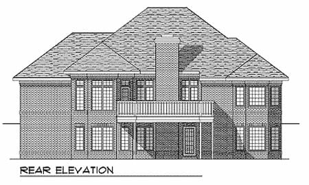 One-Story Traditional Rear Elevation of Plan 73339