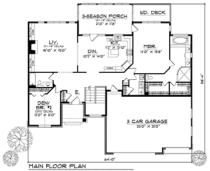 One-Story Traditional Level One of Plan 73340