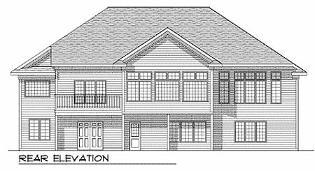 One-Story Traditional Rear Elevation of Plan 73340