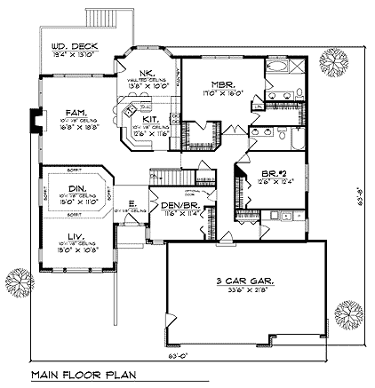 One-Story Traditional Level One of Plan 73341