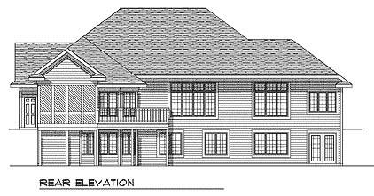 European One-Story Ranch Rear Elevation of Plan 73342