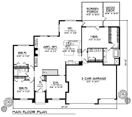 European One-Story Level One of Plan 73345