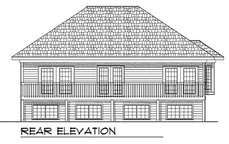 One-Story Traditional Rear Elevation of Plan 73348