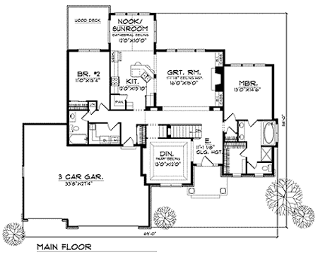 European One-Story Traditional Level One of Plan 73351