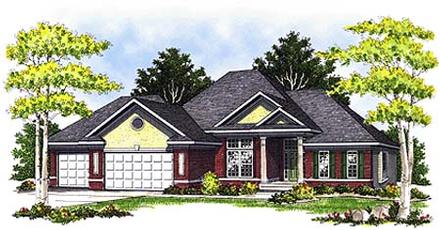 European One-Story Traditional Elevation of Plan 73351