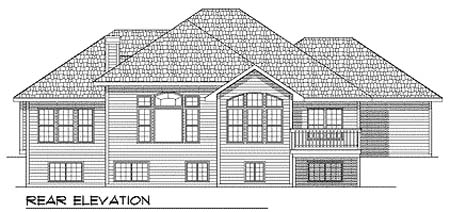 European One-Story Traditional Rear Elevation of Plan 73351