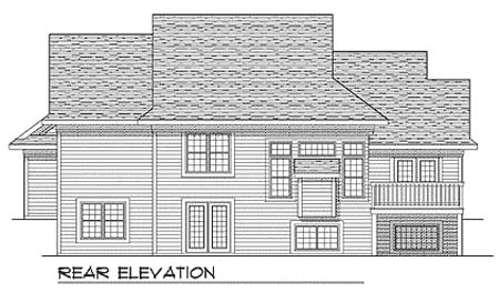 Traditional Rear Elevation of Plan 73353