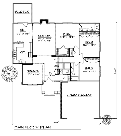 One-Story Traditional Level One of Plan 73354