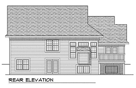 One-Story Traditional Rear Elevation of Plan 73354