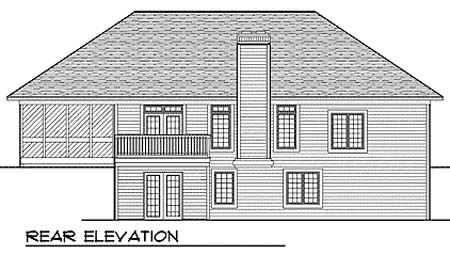 Traditional Rear Elevation of Plan 73356