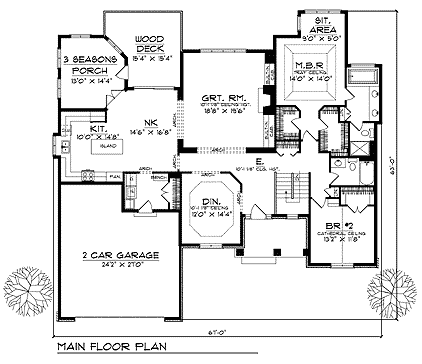 One-Story Traditional Level One of Plan 73357