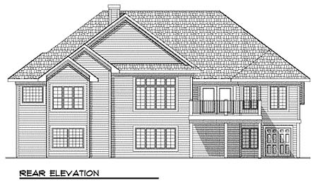 One-Story Traditional Rear Elevation of Plan 73357