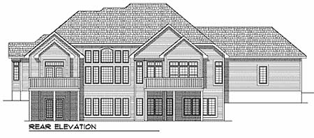 European One-Story Traditional Rear Elevation of Plan 73358