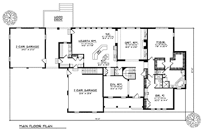 Country European One-Story Level One of Plan 73360