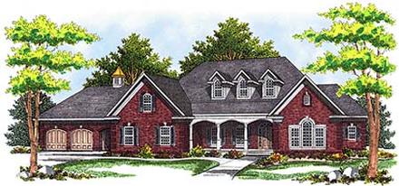 Country European One-Story Elevation of Plan 73360