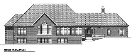 Country European One-Story Rear Elevation of Plan 73360