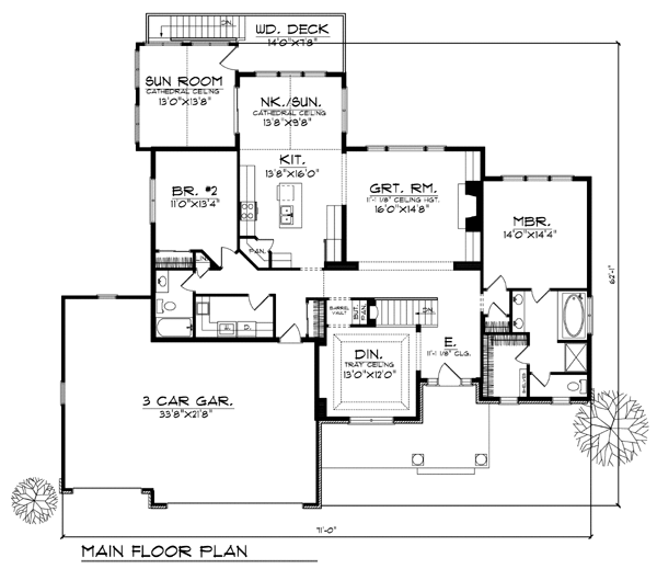 One-Story Traditional Level One of Plan 73362