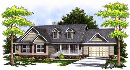 Country One-Story Traditional Elevation of Plan 73364