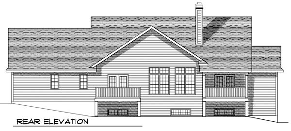 Country One-Story Traditional Rear Elevation of Plan 73364