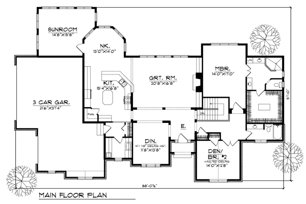 European One-Story Level One of Plan 73366