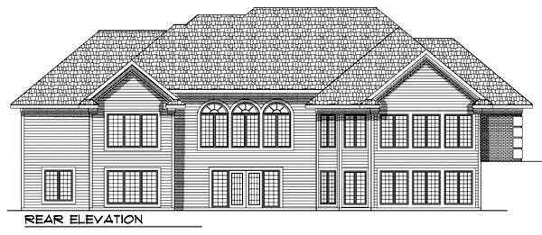 European One-Story Rear Elevation of Plan 73366