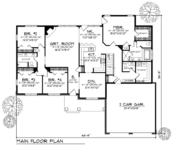 One-Story Traditional Level One of Plan 73367