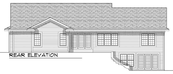 One-Story Traditional Rear Elevation of Plan 73367