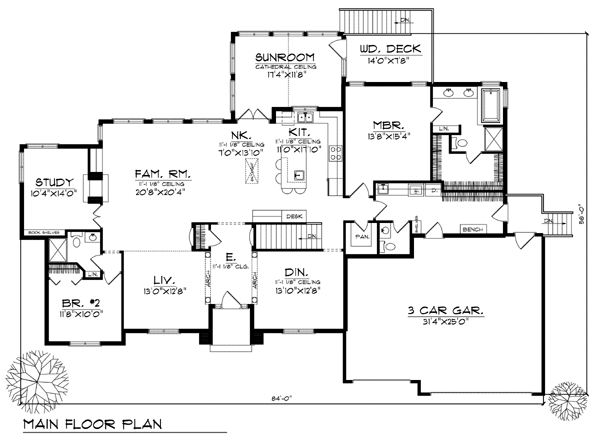 One-Story Traditional Level One of Plan 73368