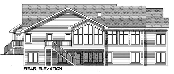 One-Story Traditional Rear Elevation of Plan 73368