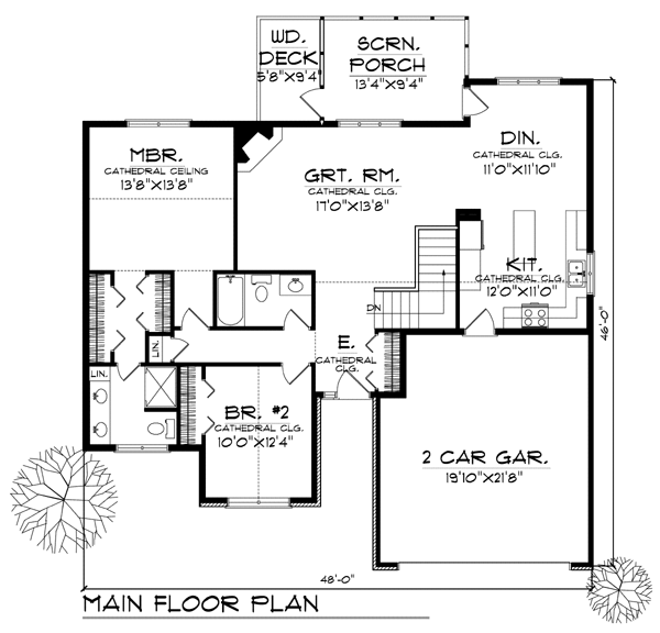 One-Story Traditional Level One of Plan 73369