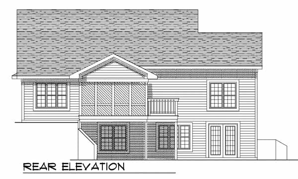 One-Story Traditional Rear Elevation of Plan 73369