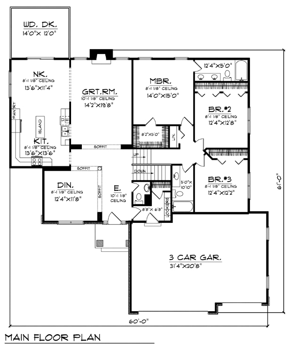 One-Story Traditional Level One of Plan 73371