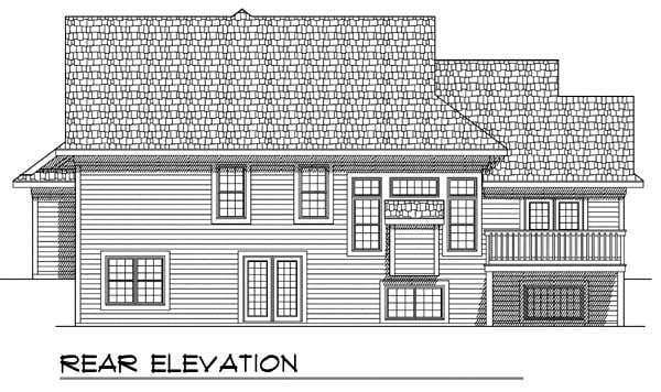 One-Story Traditional Rear Elevation of Plan 73371