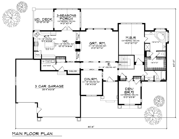 One-Story Traditional Level One of Plan 73372